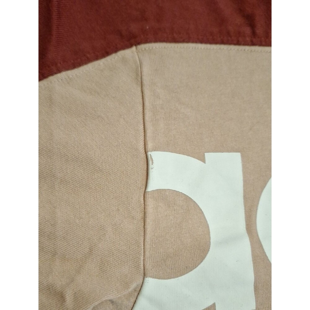 adidas Colorblock Cropped Logo Tee - Burgundy & Beige - Picture 5 of 6